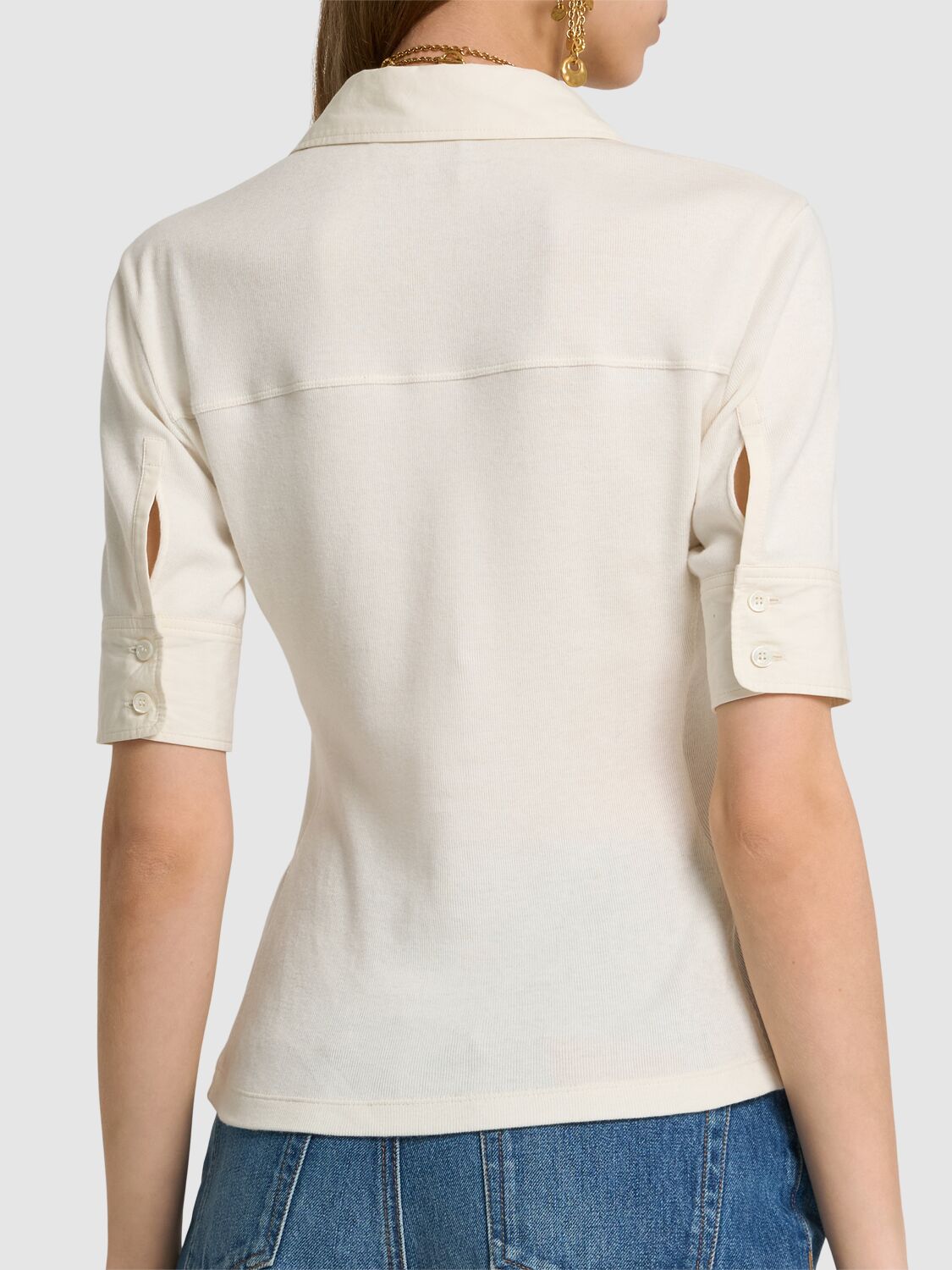 CHLOÉ COTTON INTERLOCK SHORT SLEEVE SHIRT 