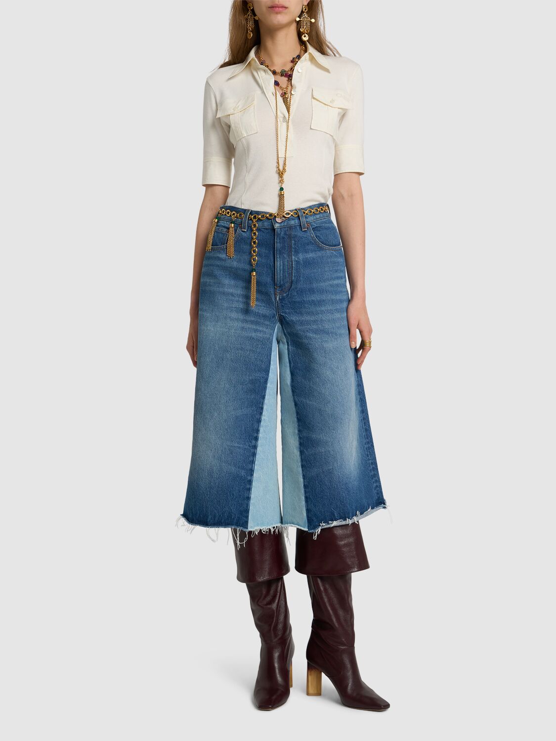 CHLOÉ COTTON INTERLOCK SHORT SLEEVE SHIRT 