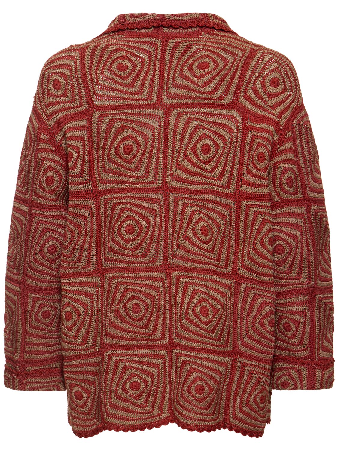 Shop Baziszt Trance Crochet Overshirt In Red