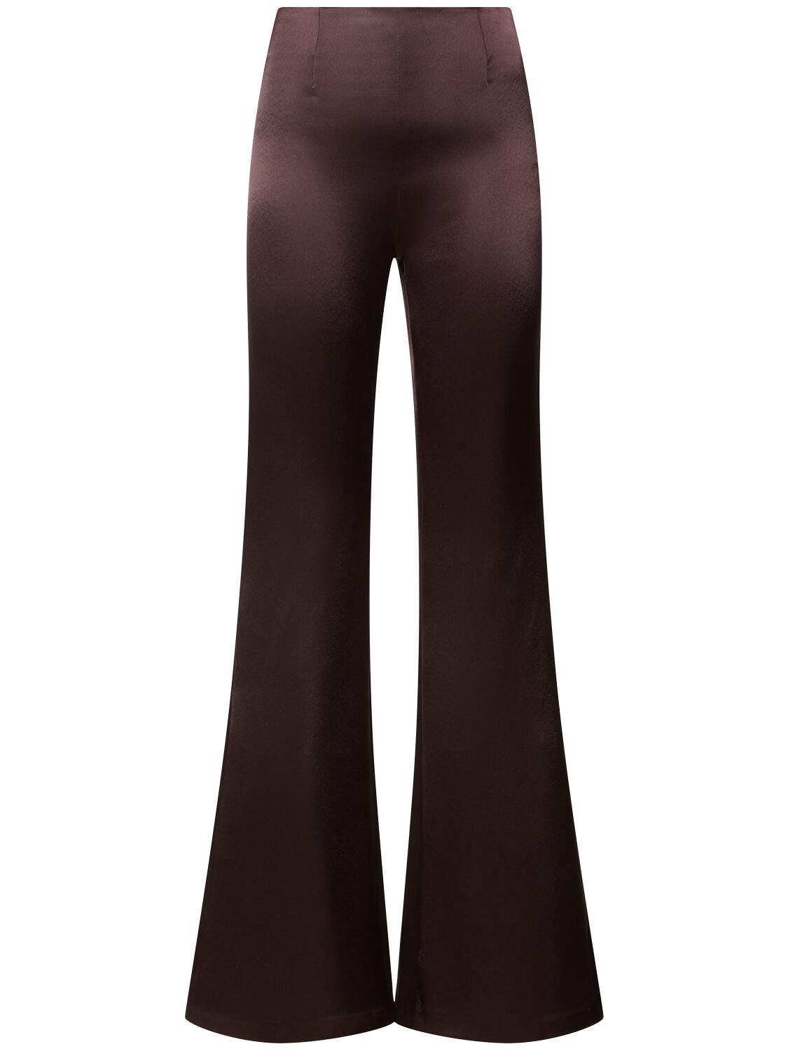 Shop Galvan Atruvia Flared Satin Pants In Chocolate