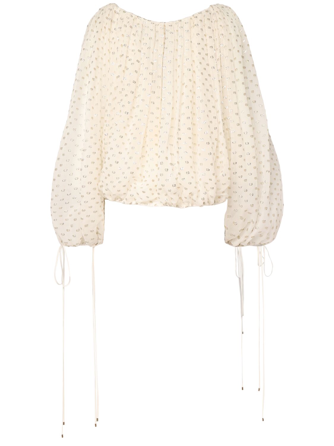 Chloé Polka Dot Silk Blend Top In White/silver