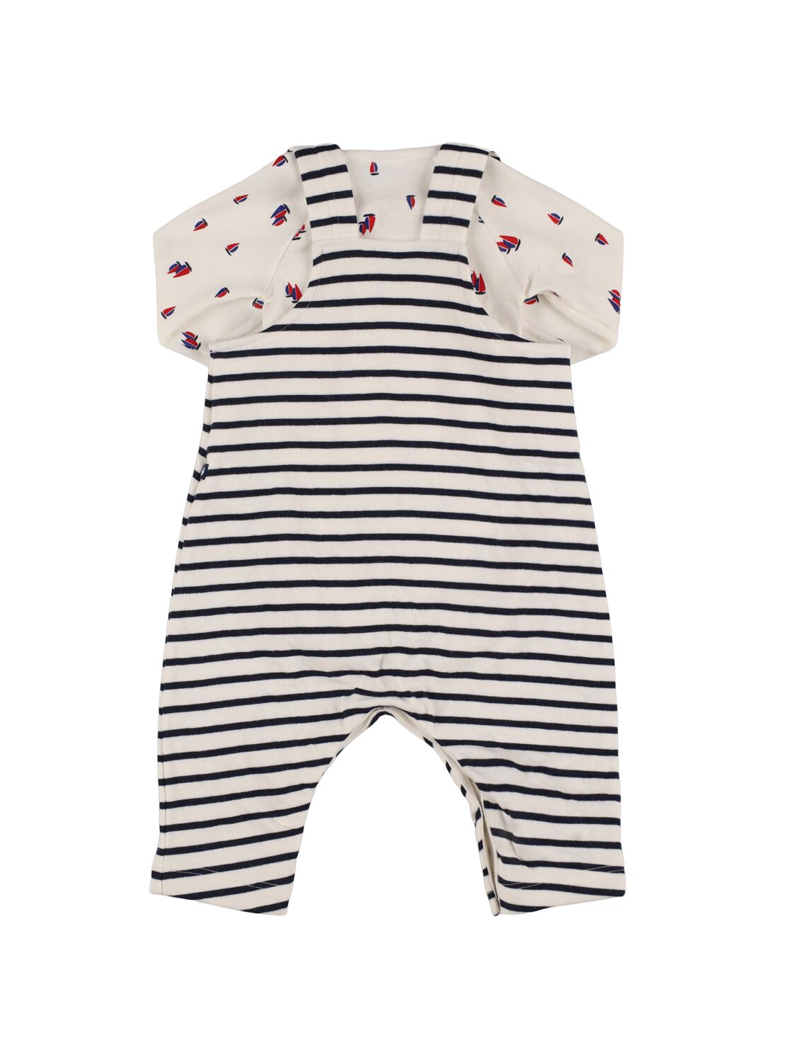 Shop Petit Bateau Cotton Overalls & Bodysuit In White