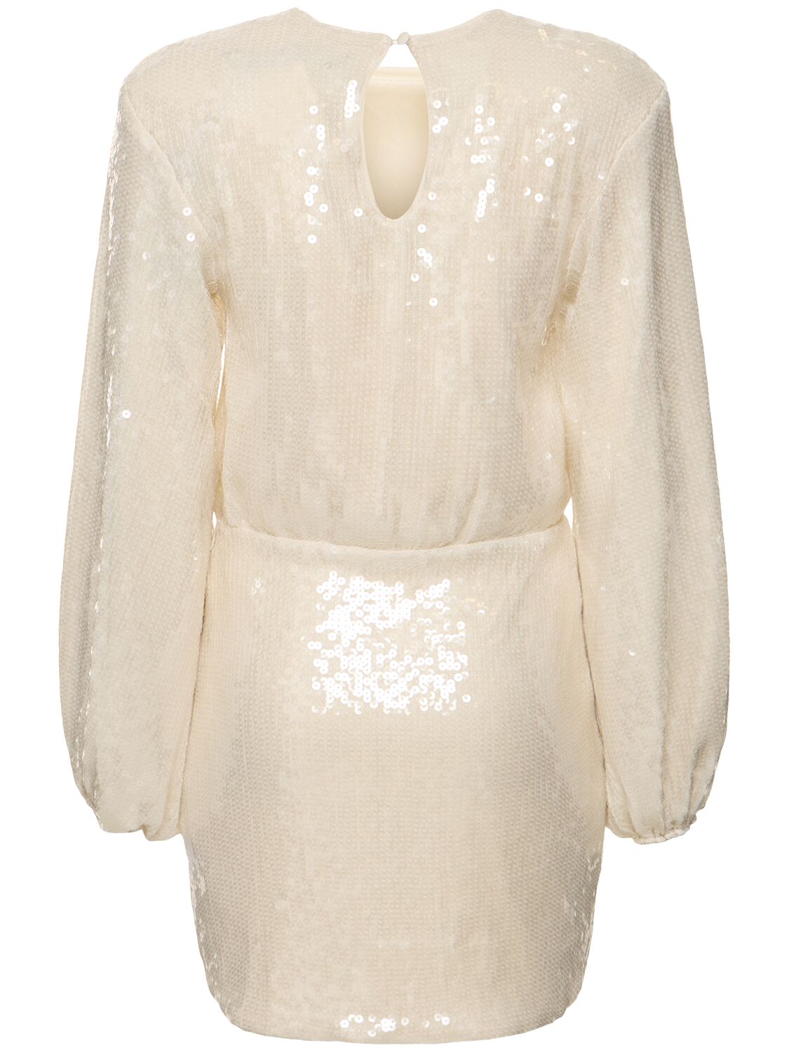 Shop Rotate Birger Christensen Embellished Long Sleeve Mini Dress In White