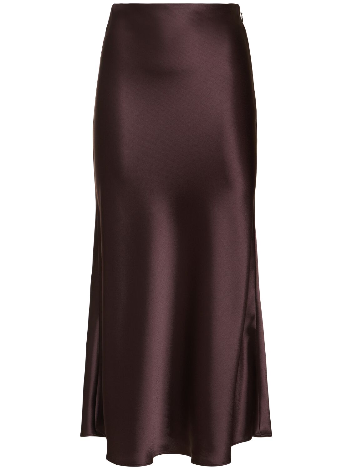 Galvan Valletta Satin Midi Skirt In Brown