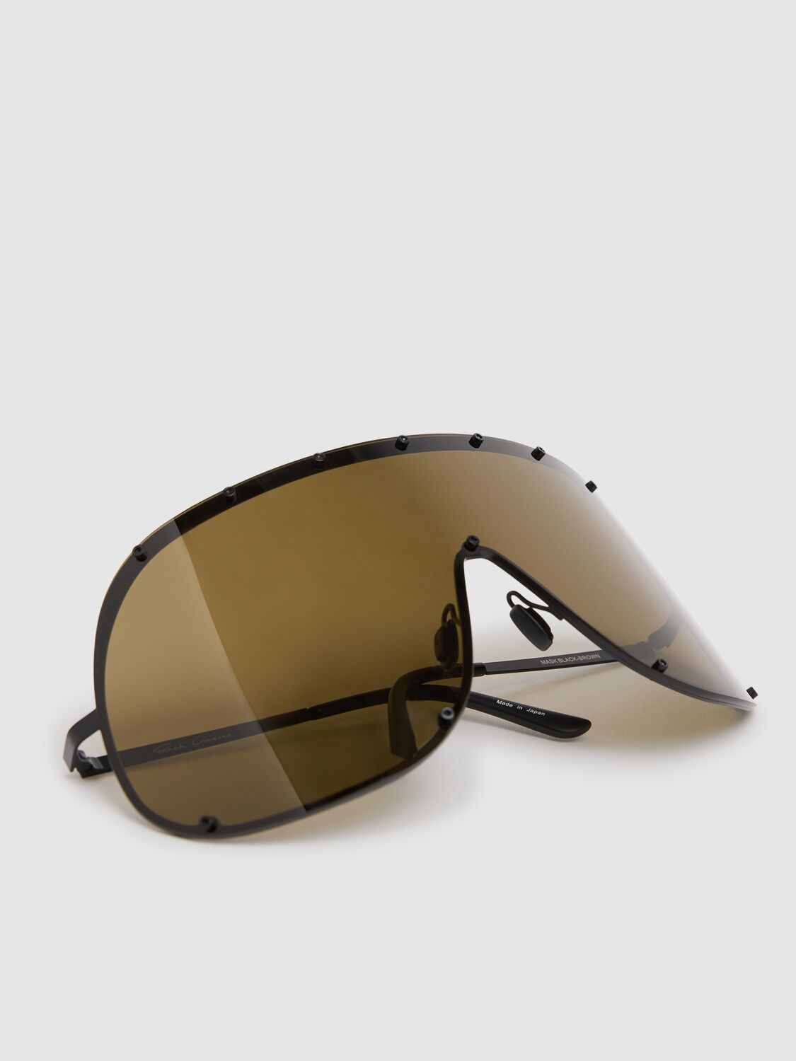 Shop Rick Owens Mask Shield Sunglasses In Black/brown