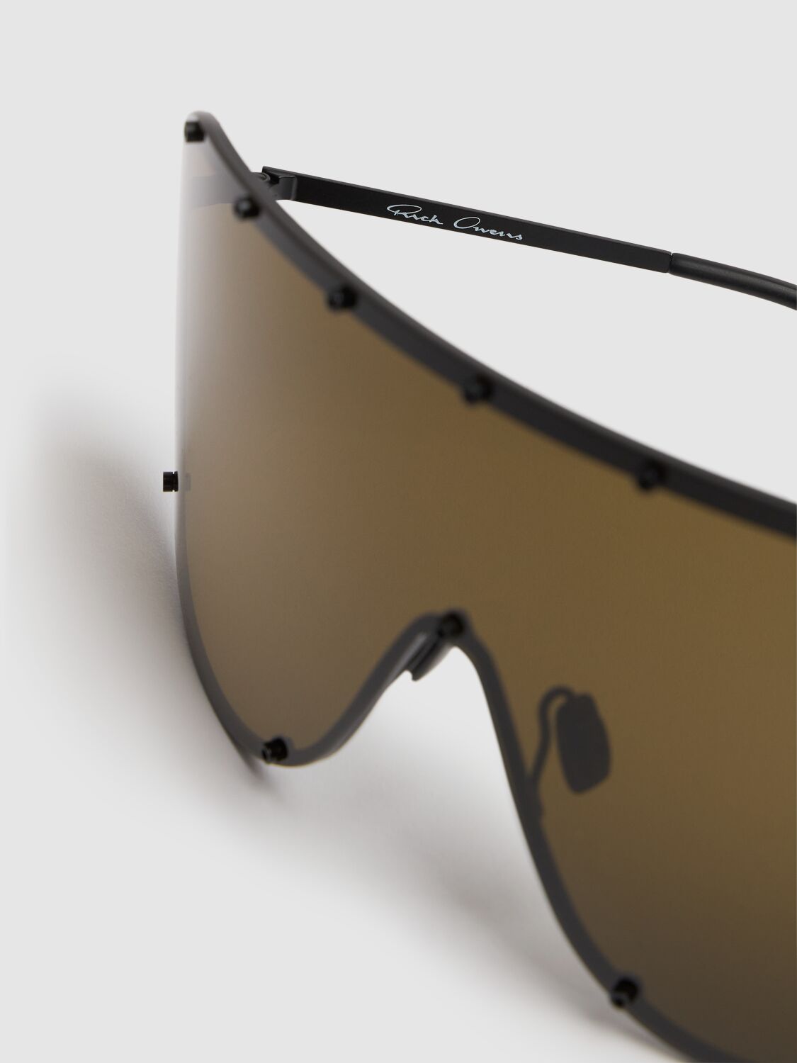 Shop Rick Owens Mask Shield Sunglasses In Black/brown