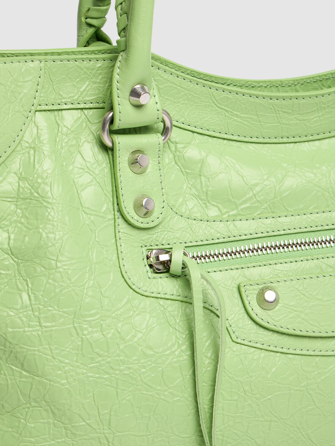 Shop Balenciaga Medium Le City Arena Leather Bag In Vert