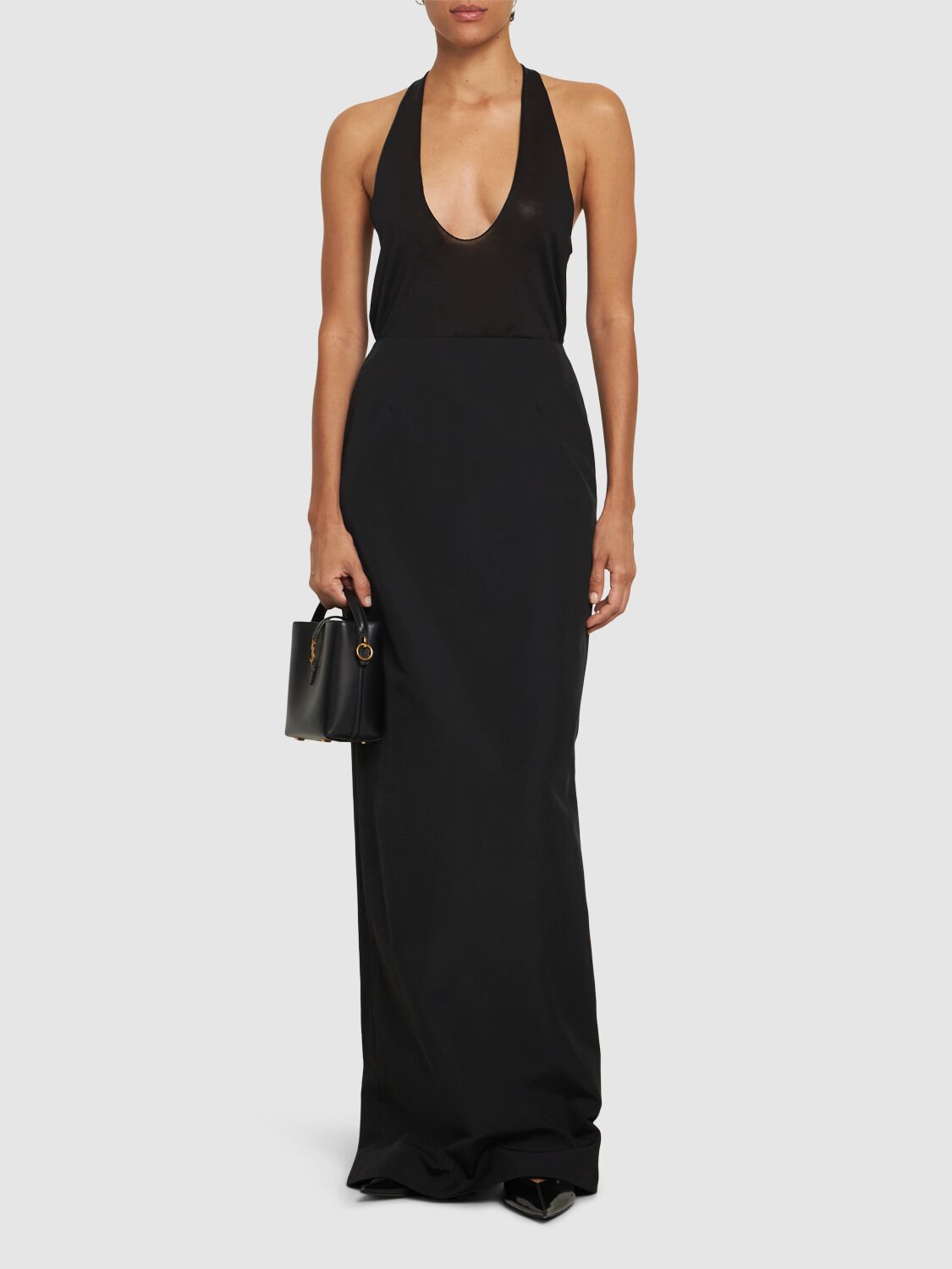 Moschino High-waisted Black Maxi Skirt With Pleated Design In Black