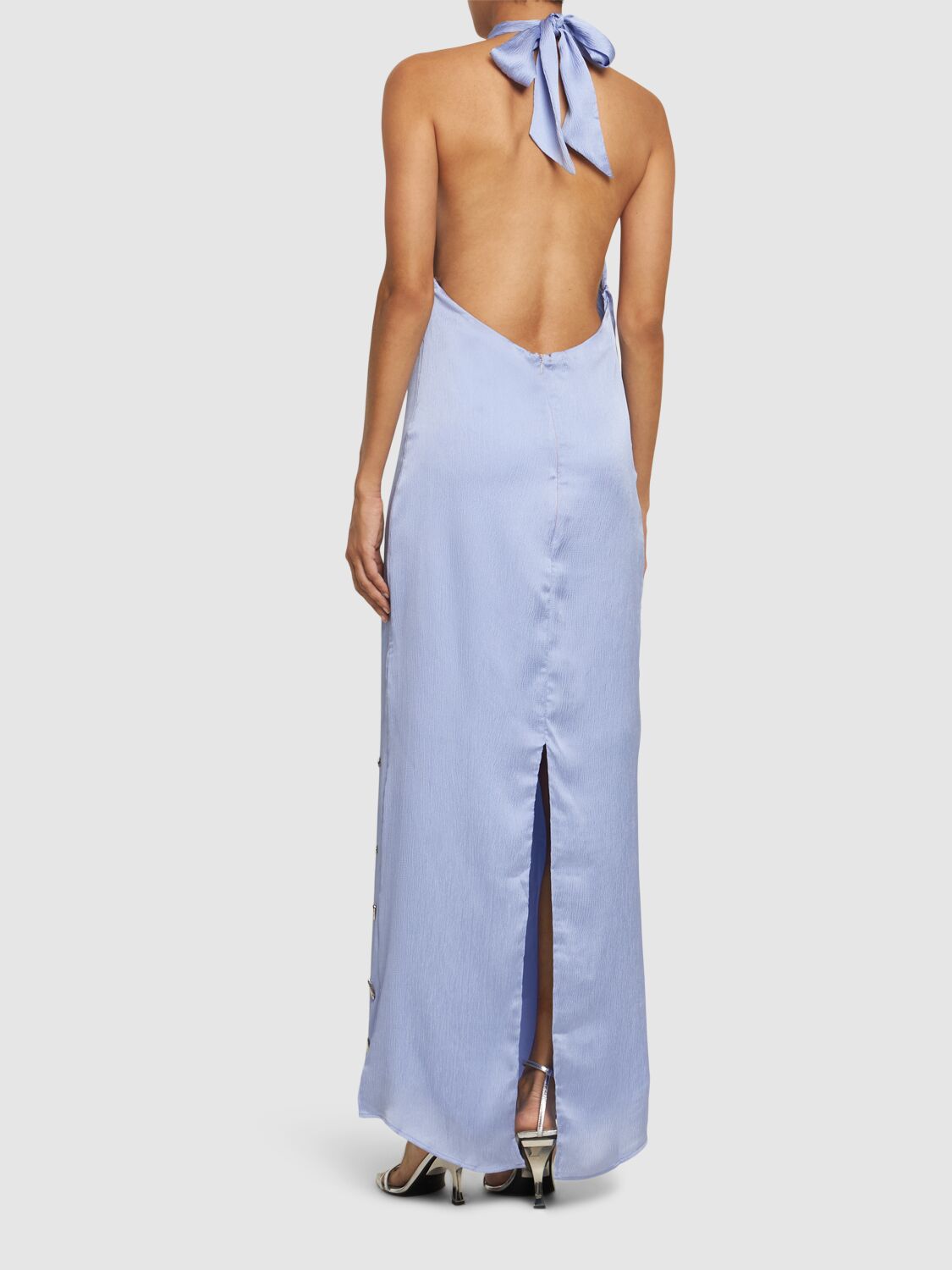 Shop Baobab Amorino Halter Neck Satin Maxi Dress In Lilac