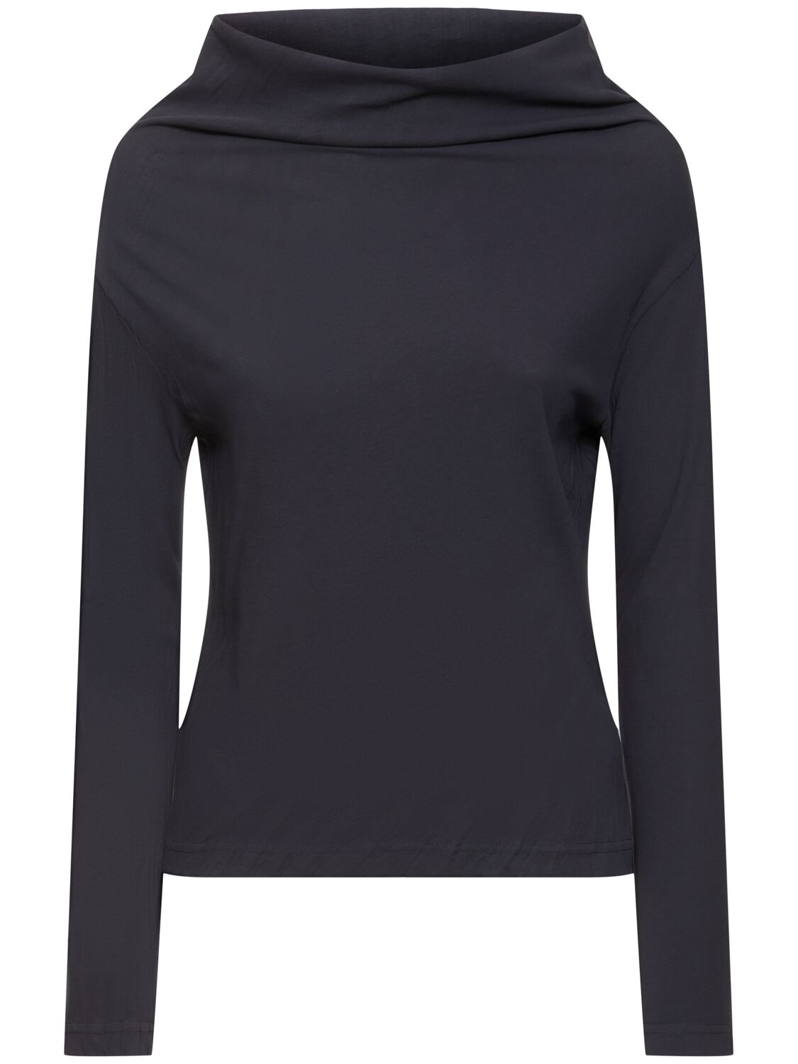 Yohji Yamamoto Twist Jersey Off Neck Long Sleeve Top In Dark Grey