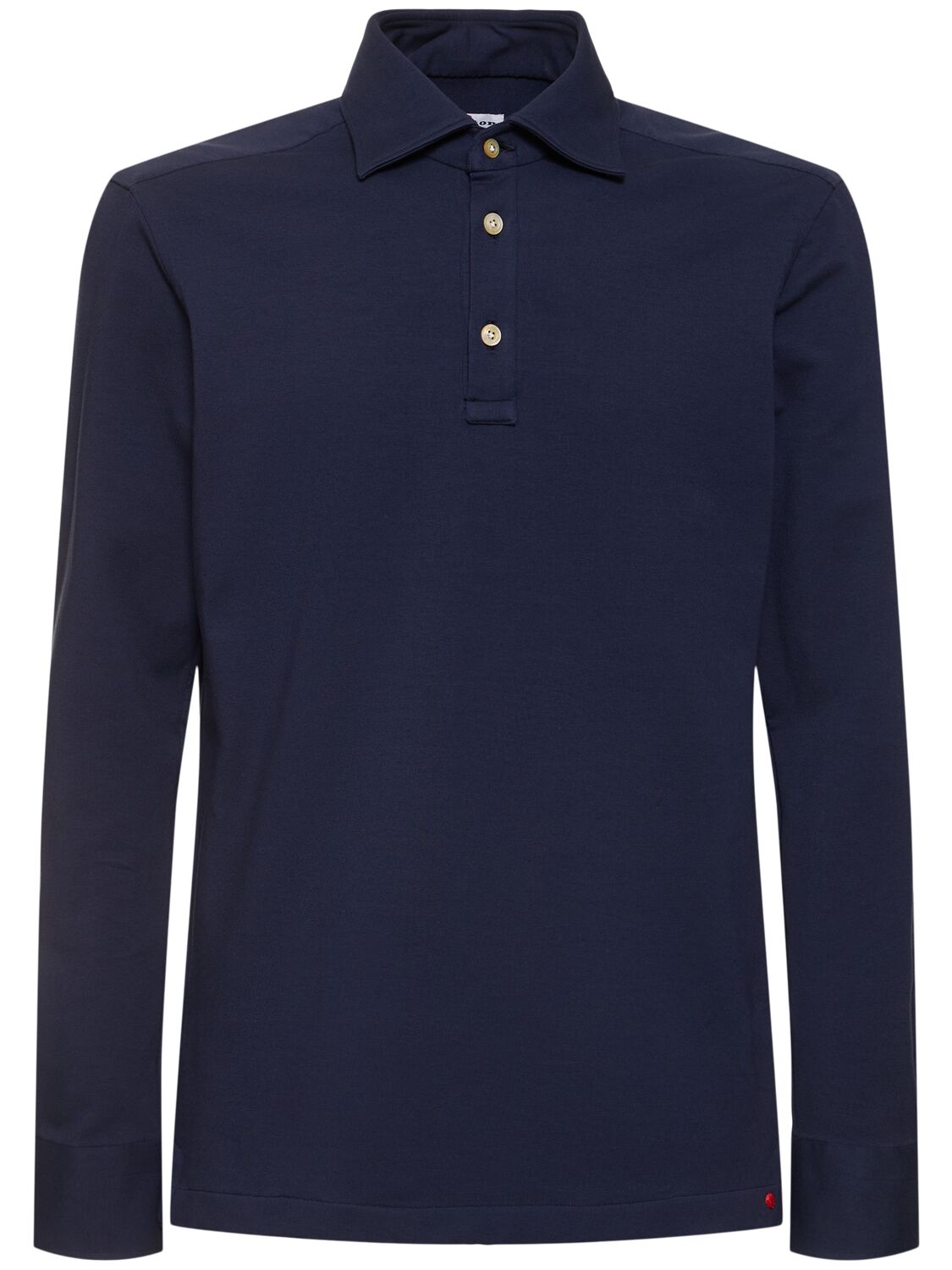 Kiton Positano Cotton Blend Polo In Blue