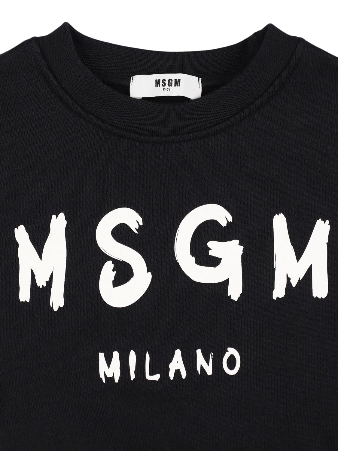 Shop Msgm Printed Cotton Sweatshirt In Black