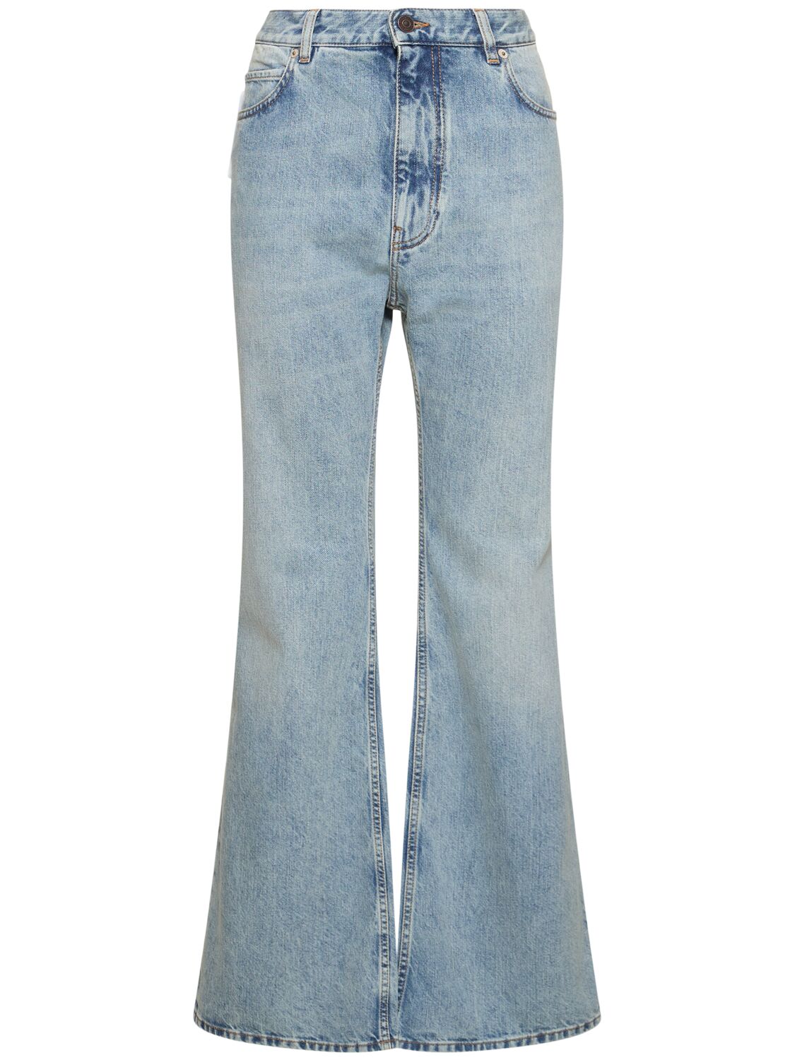 Balenciaga Cotton Flared Pants In Blue