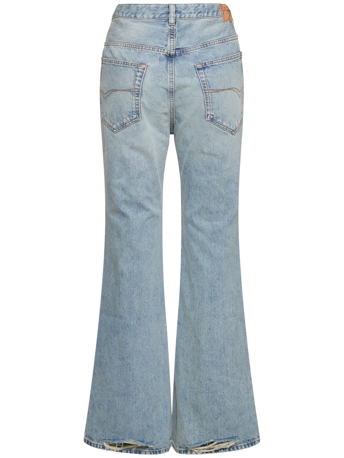 Shop Balenciaga Cotton Flared Pants In Blue