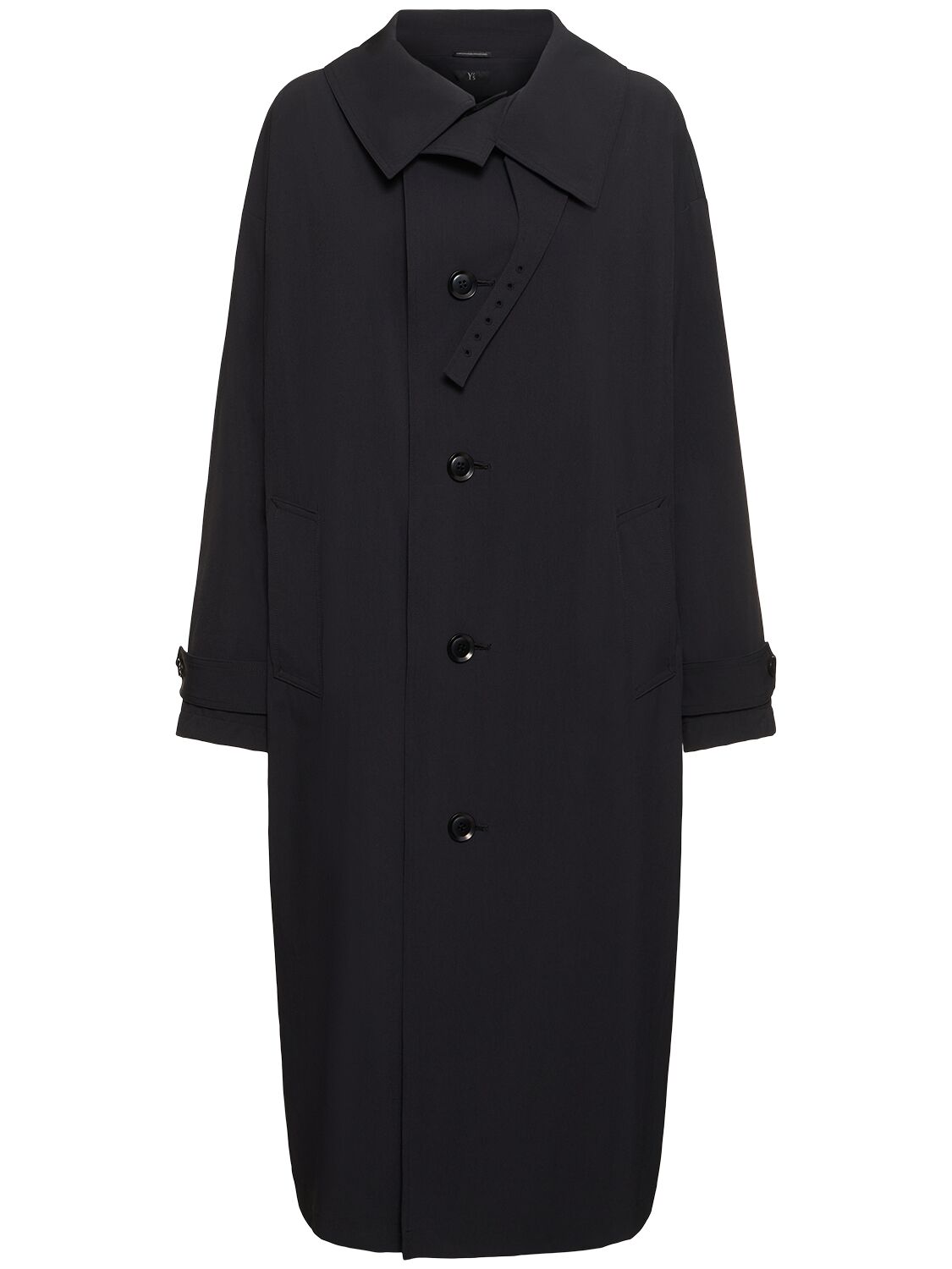 Yohji Yamamoto Matte Weather Long Coat In Black