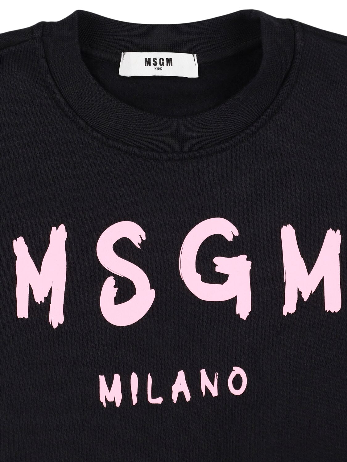 Shop Msgm Logo Printed Cotton Sweatshirt In Black/pink