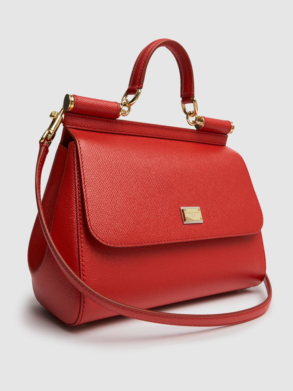 Shop Dolce & Gabbana Large Sicily Dauphine Leather Bag In Red