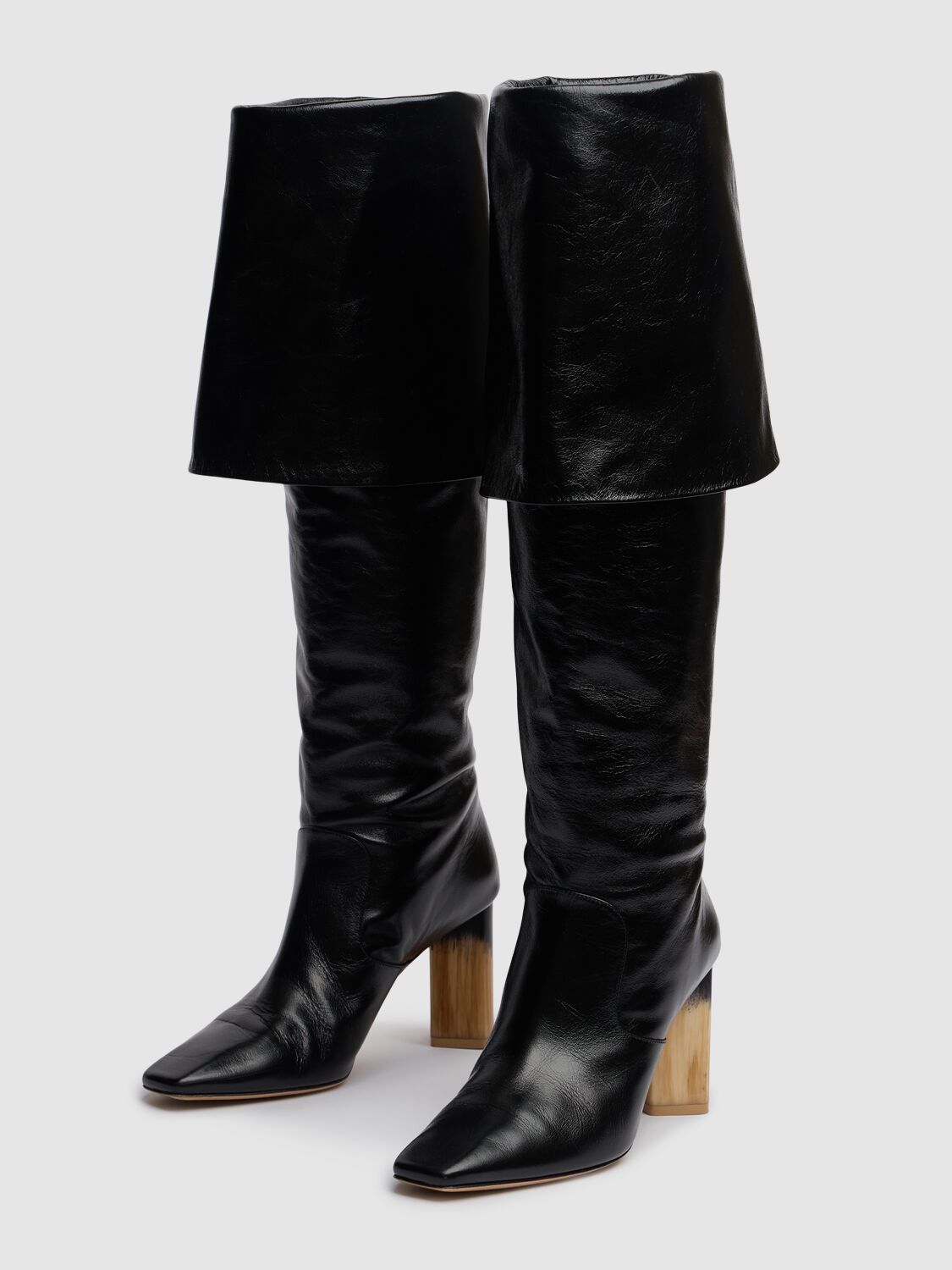 Shop Chloé 85mm Georgia Leather Tall Boots In Black