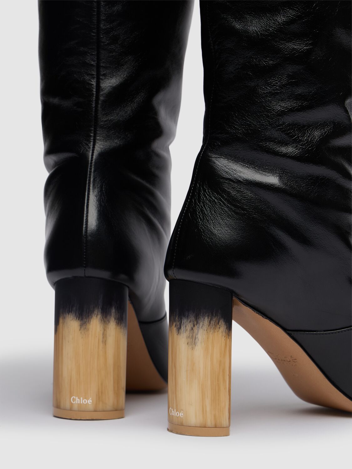 Shop Chloé 85mm Georgia Leather Tall Boots In Black