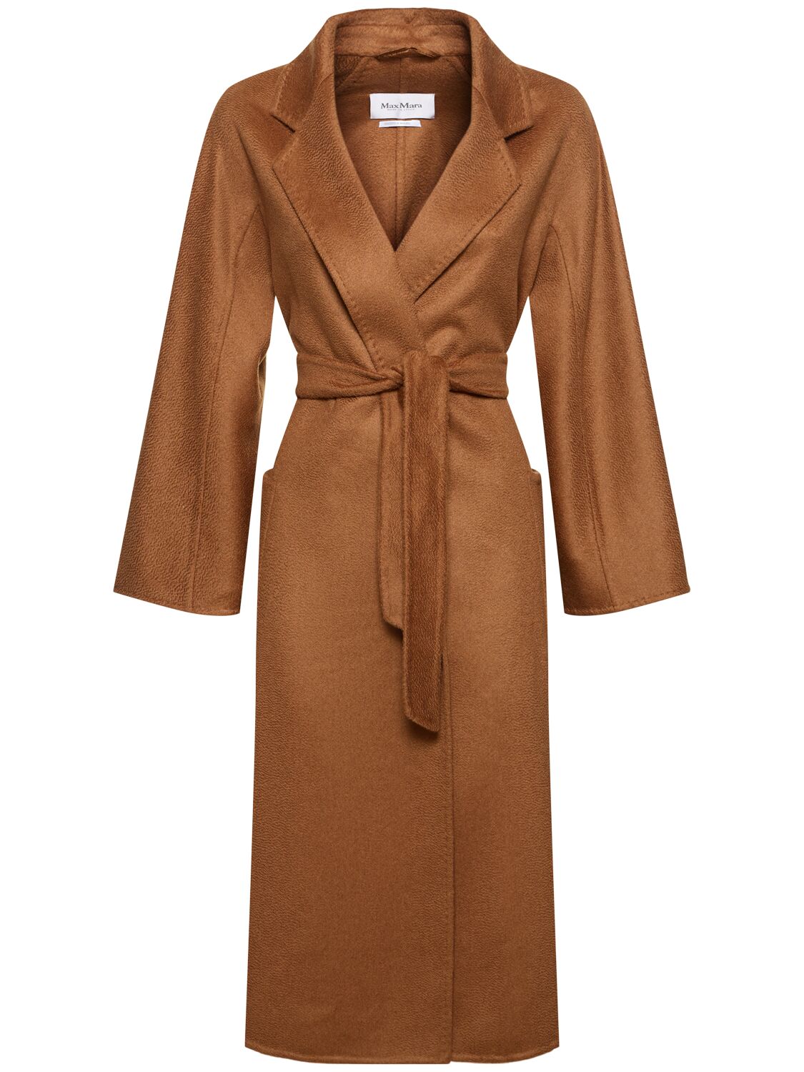 Shop Max Mara Ludmilla1 Cashmere Belted Long Coat In Brown