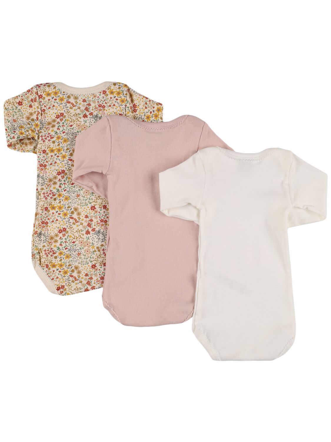 Shop Petit Bateau Set Of 3 Printed Cotton Bodysuits In Multicolor