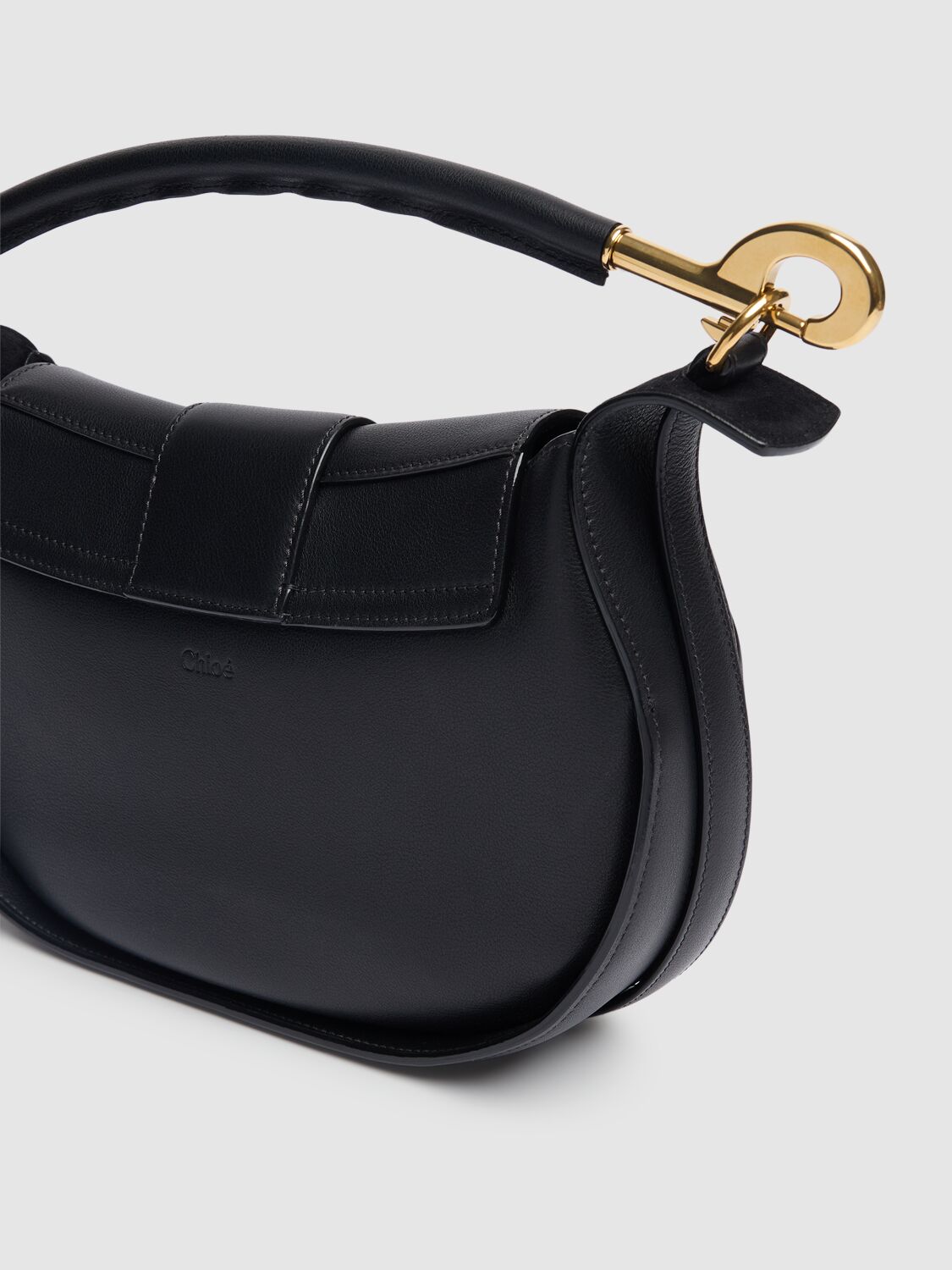 Shop Chloé Medium Chloe Ride Leather Shoulder Bag In Black