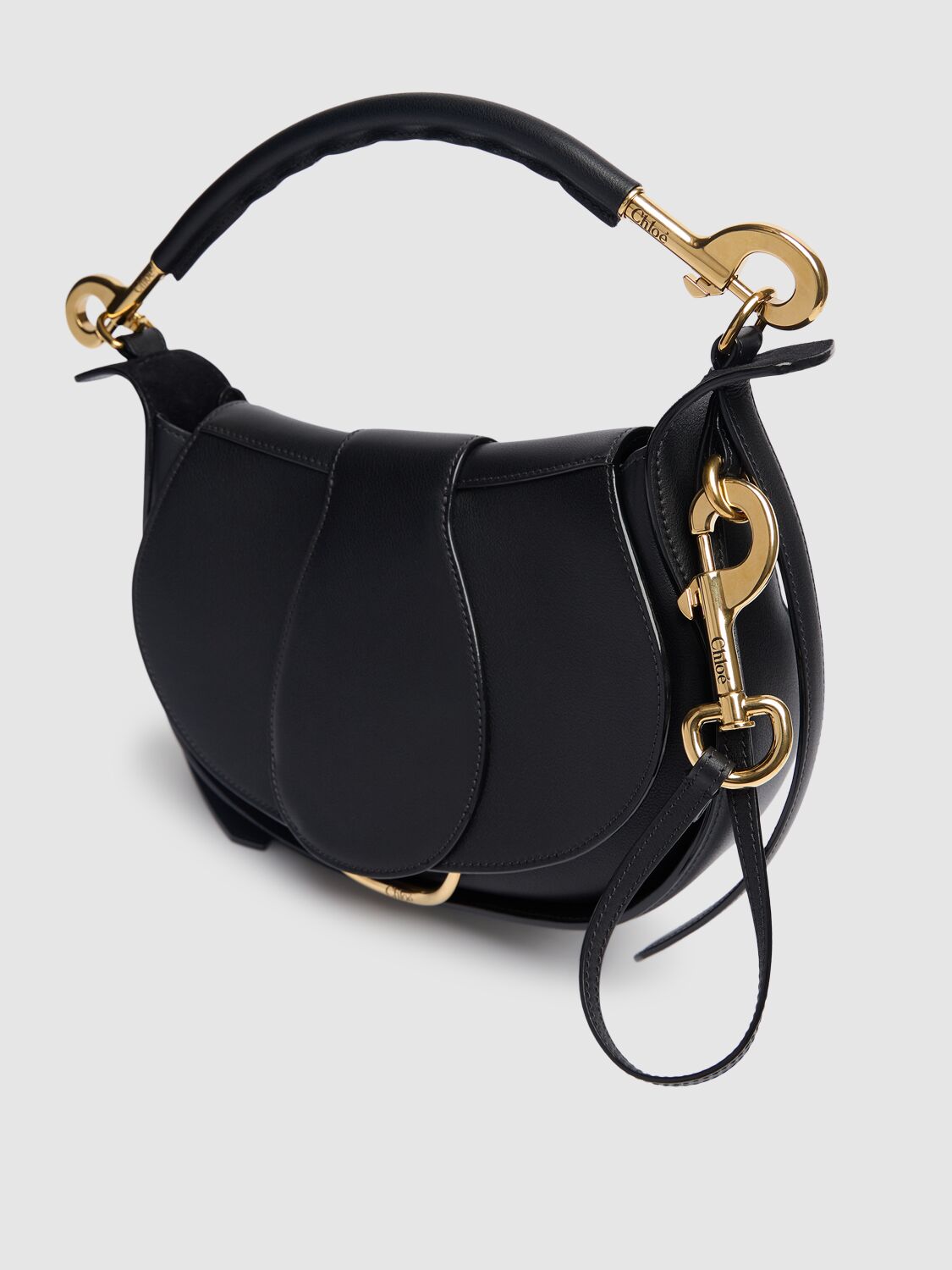 Shop Chloé Medium Chloe Ride Leather Shoulder Bag In Black
