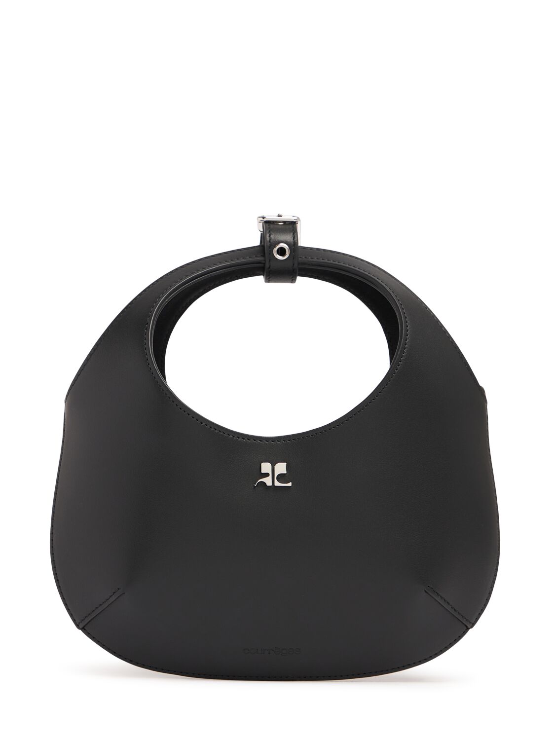 Courrèges Mini Holy Leather Top Handle Bag In Black