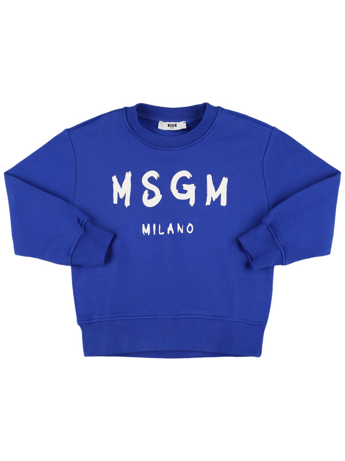 Msgm Printed Cotton Sweatshirt In Blue