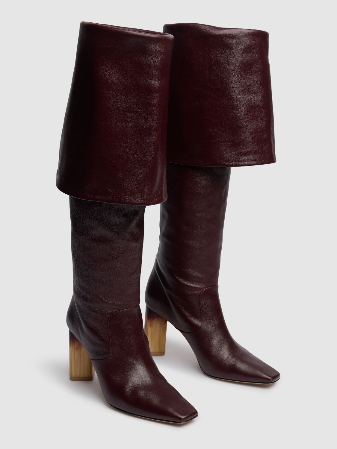 Shop Chloé 85mm Georgia Leather Tall Boots In Burgundy