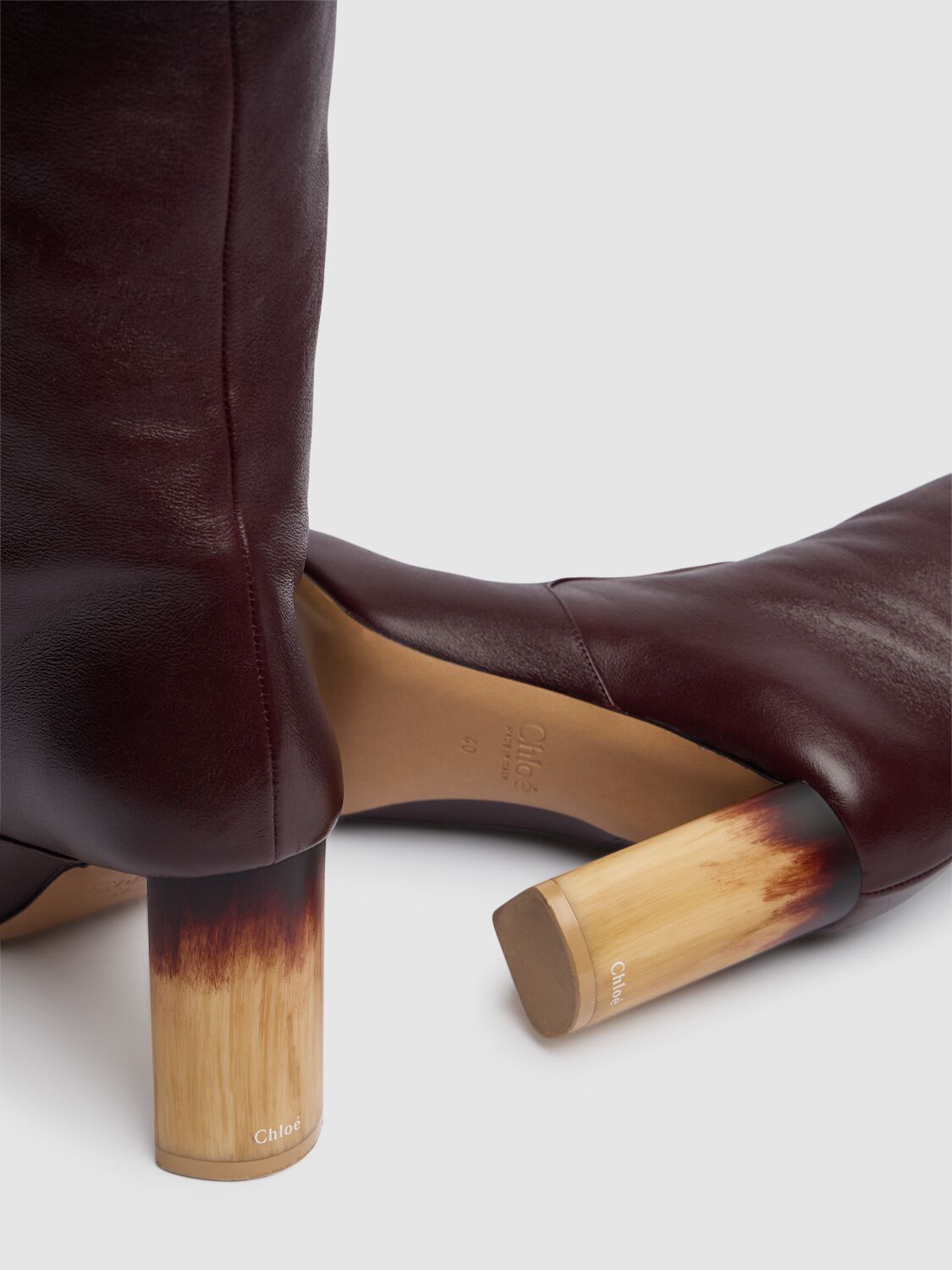 Shop Chloé 85mm Georgia Leather Tall Boots In Burgundy