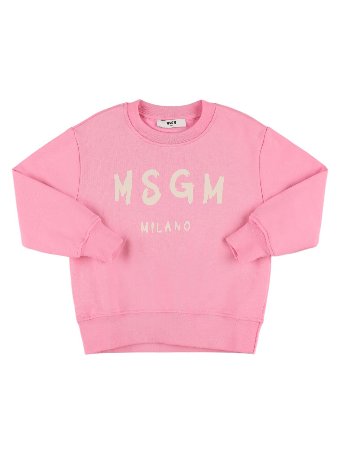 Msgm Logo Printed Cotton Sweatshirt In Pink