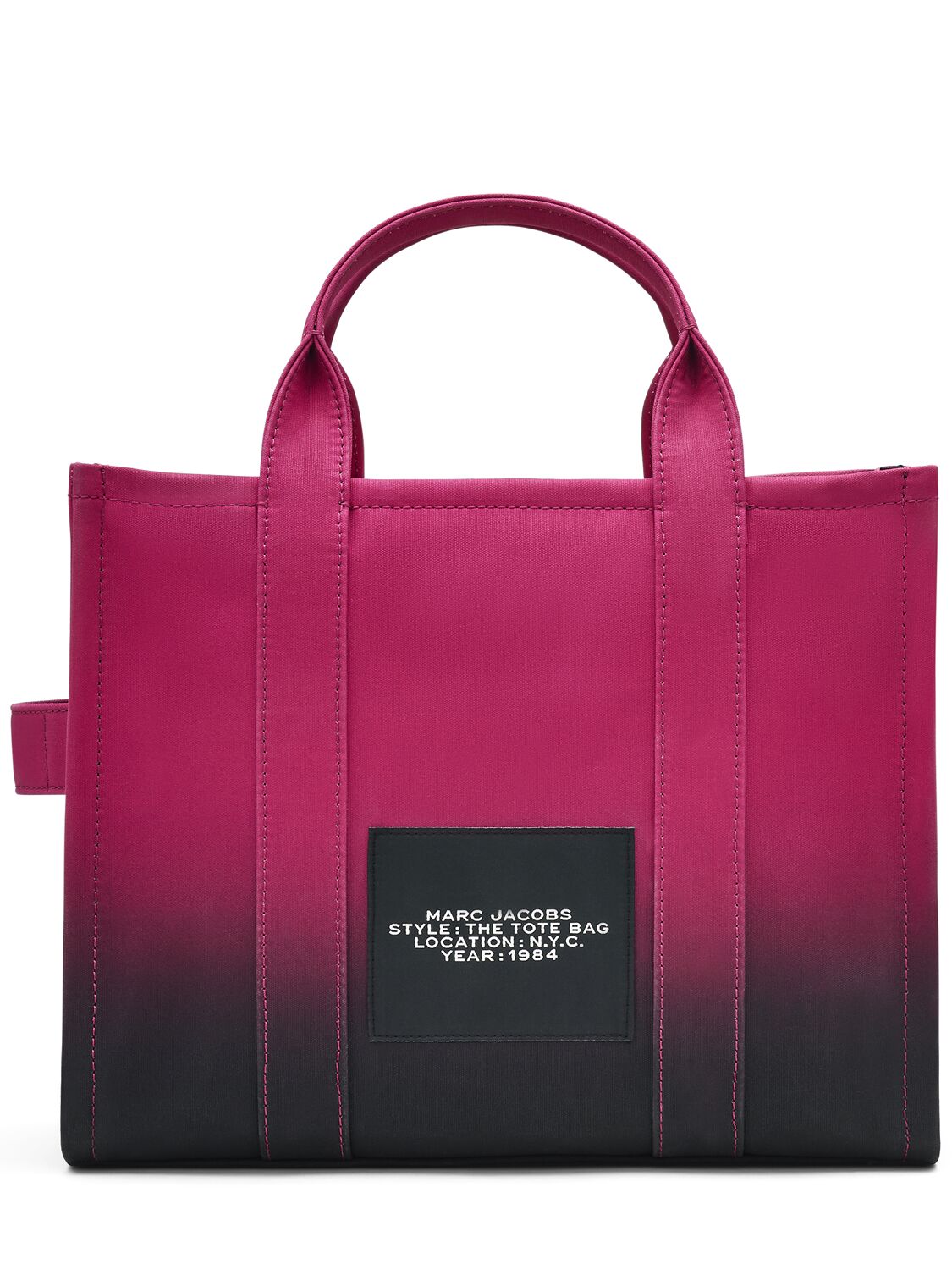 Shop Marc Jacobs The Medium Tote Canvas Bag In Black/hot Pink