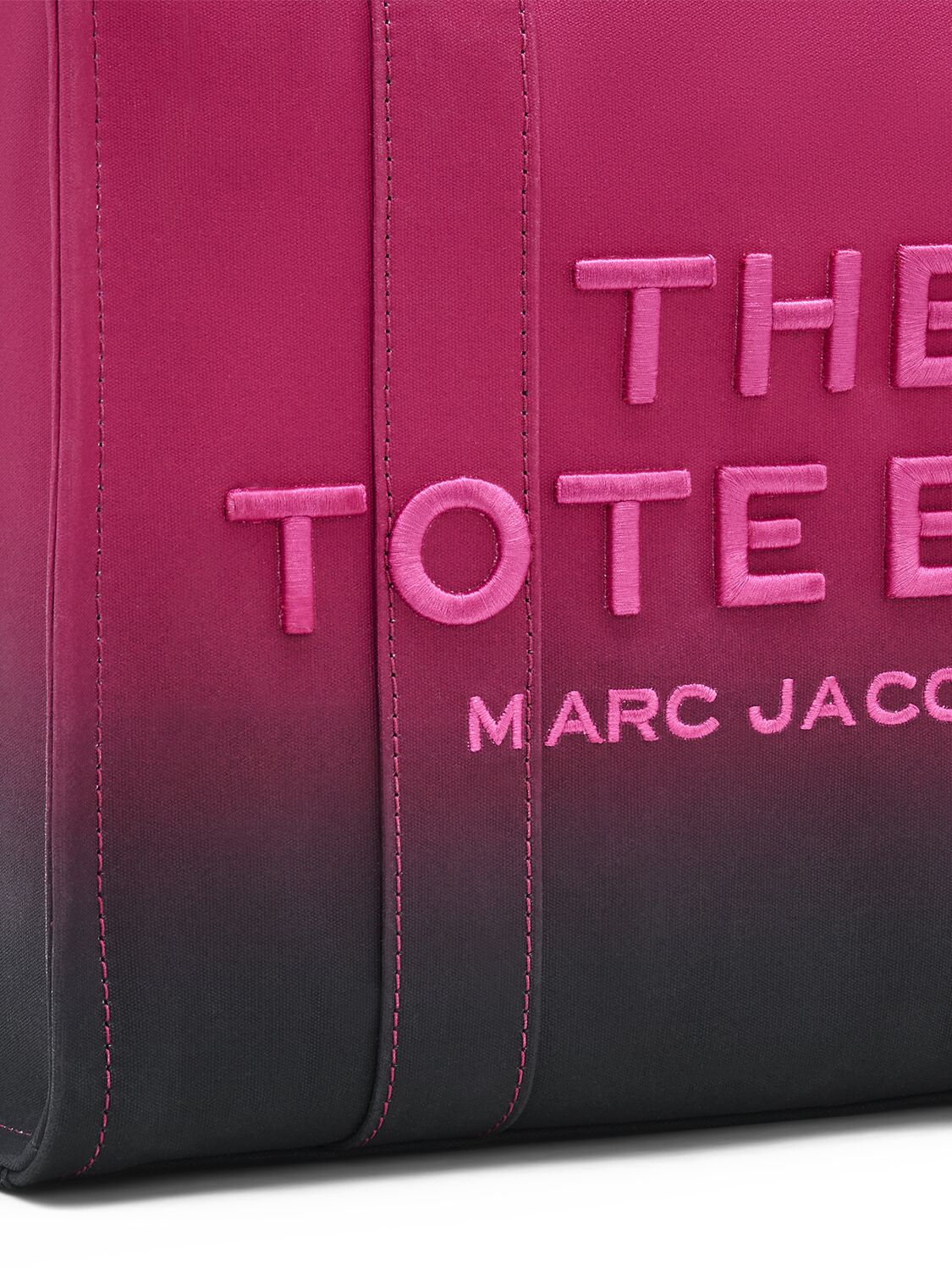 Shop Marc Jacobs The Medium Tote Canvas Bag In Black/hot Pink