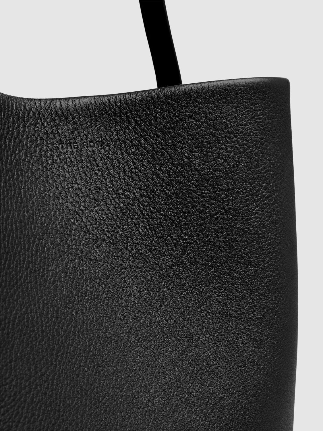 The Row Large Lux Park Leather Tote Bag In Black