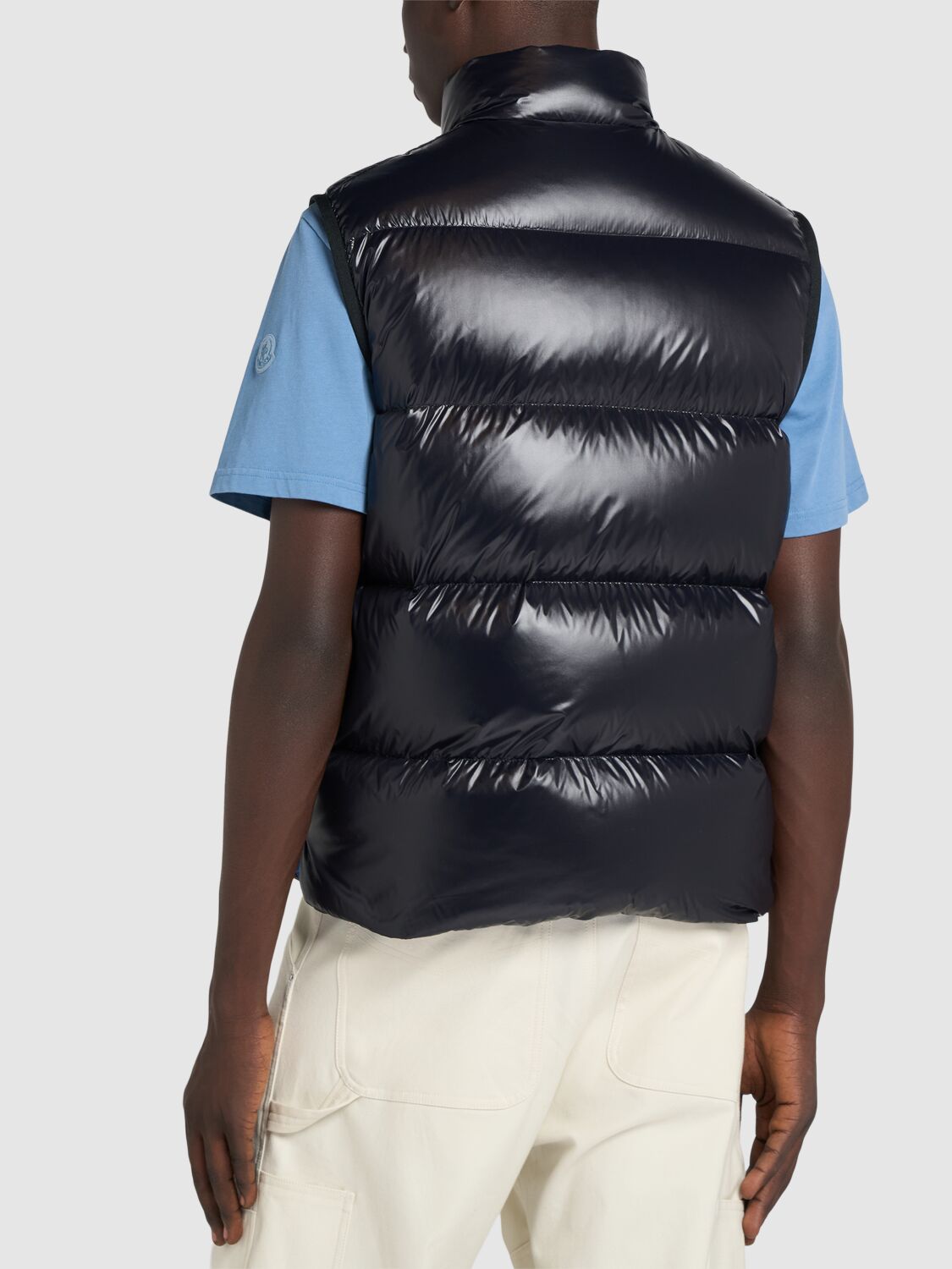 Shop Moncler Sumido Nylon Down Vest In Black/grey