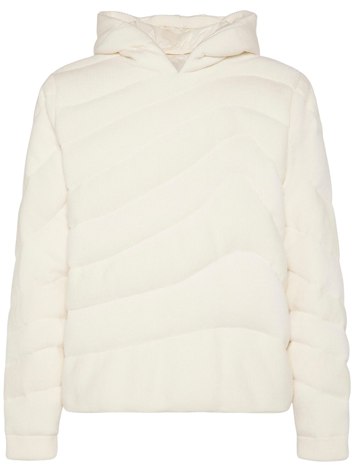 Moncler Virgin Wool Down Sweatshirt In White