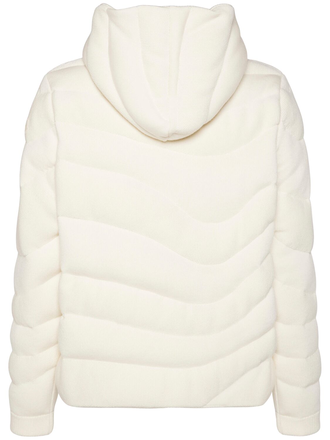 Shop Moncler Virgin Wool Down Sweatshirt In Silk White