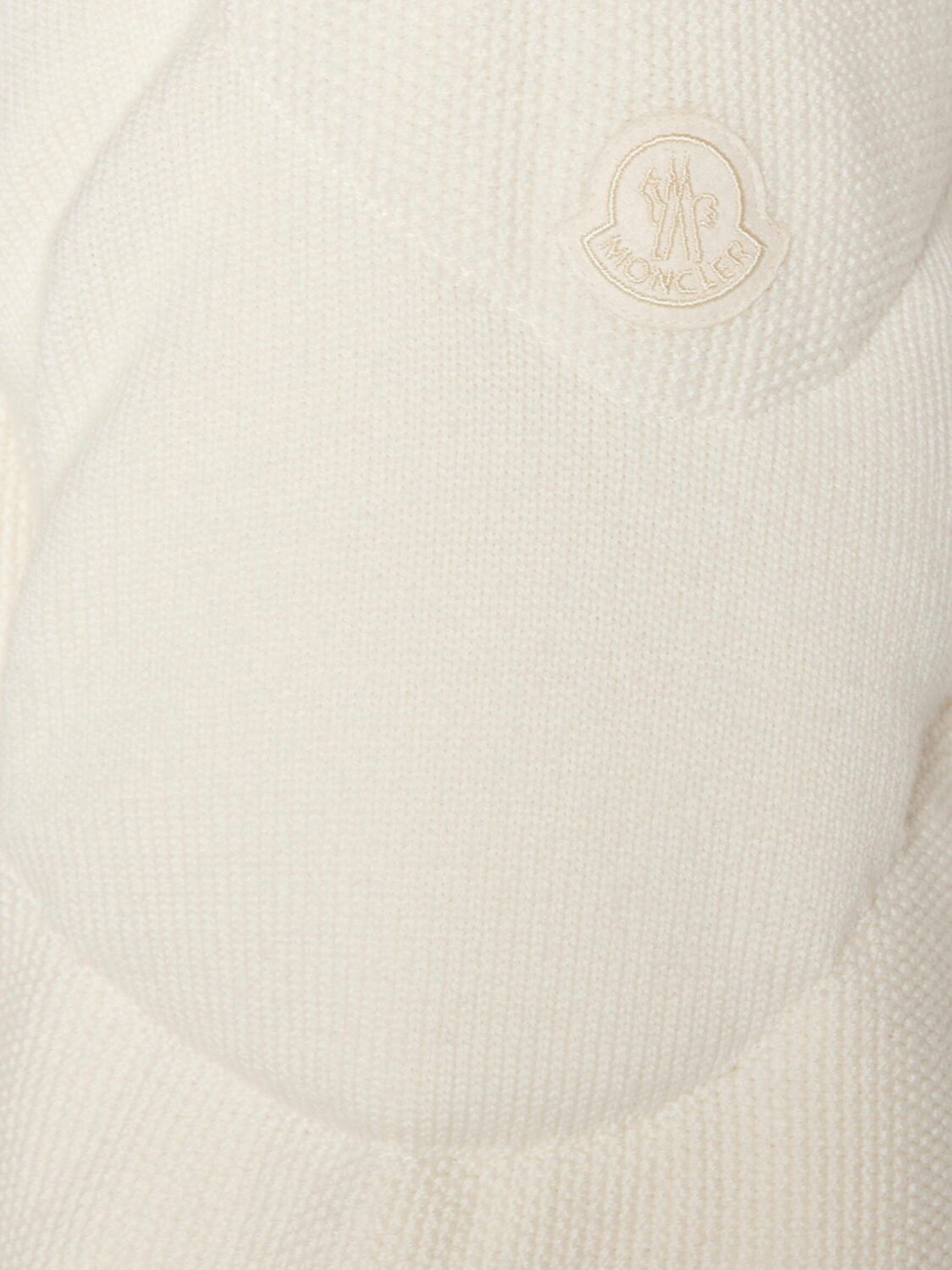 Shop Moncler Virgin Wool Down Sweatshirt In Silk White