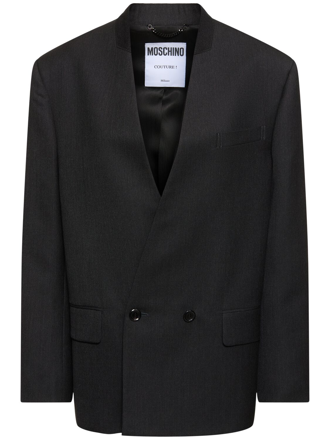 Moschino Tailored Wool Double Breast Blazer In Grey