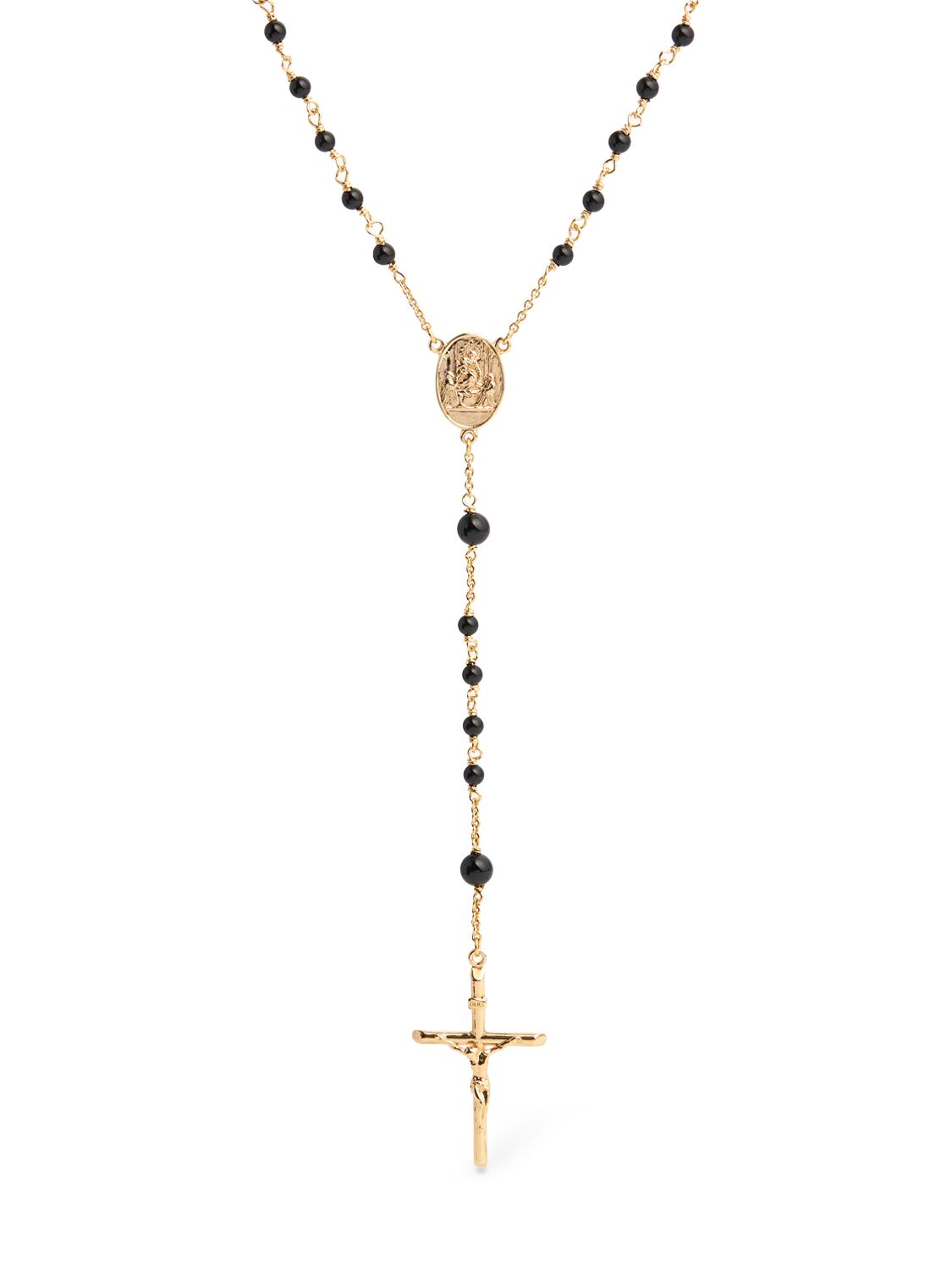 Dolce & Gabbana Long Rosary Necklace In Black/gold