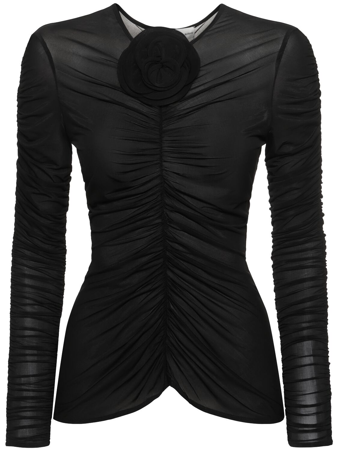 Shop Magda Butrym Draped Jersey Rose Top In Black