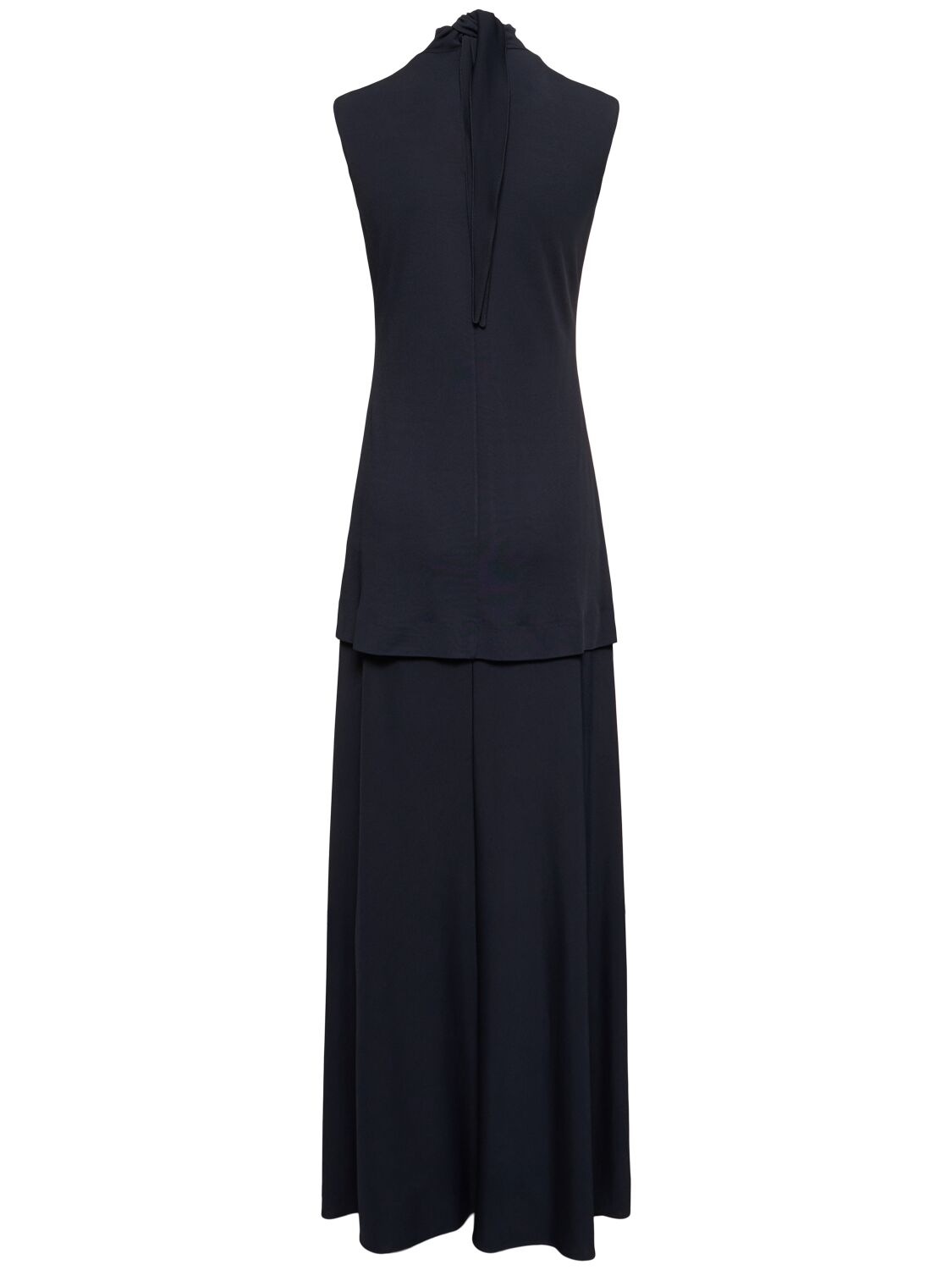 Shop Jil Sander Fluid Viscose Crepe Long Dress In Navy