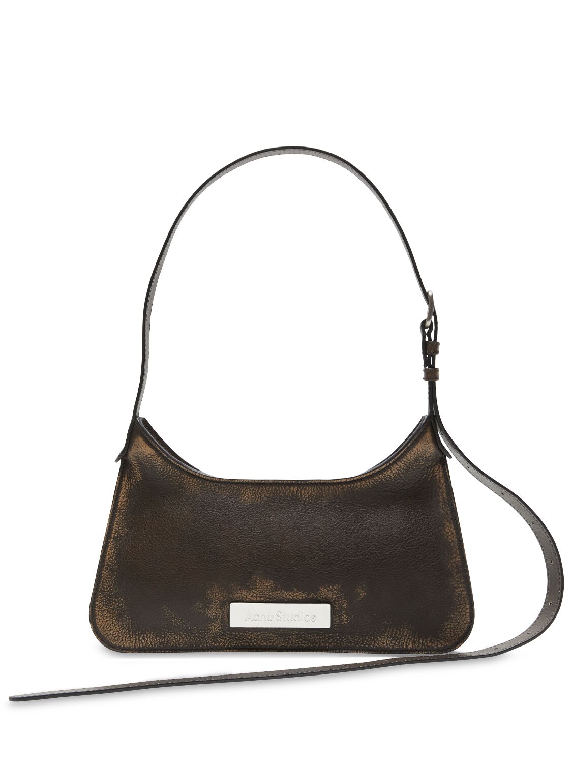 Acne Studios Mini Platt Leather Shoulder Bag In Dk Brown/beige