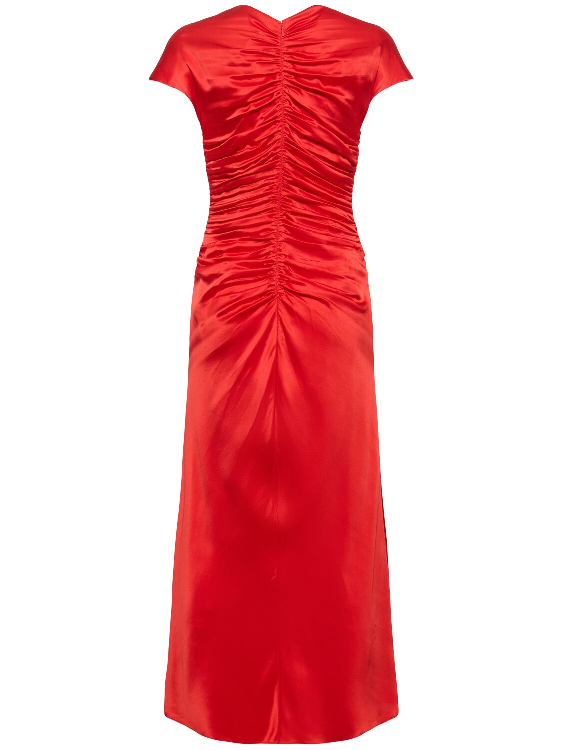 Shop Tove Aubree Satin Silk Long Dress In Red