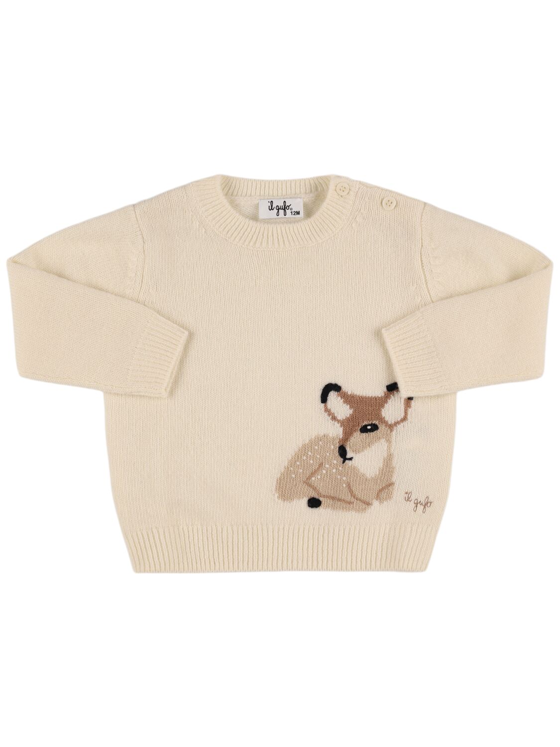 Il Gufo Babies' Jacquard Wool Knit Jumper In White