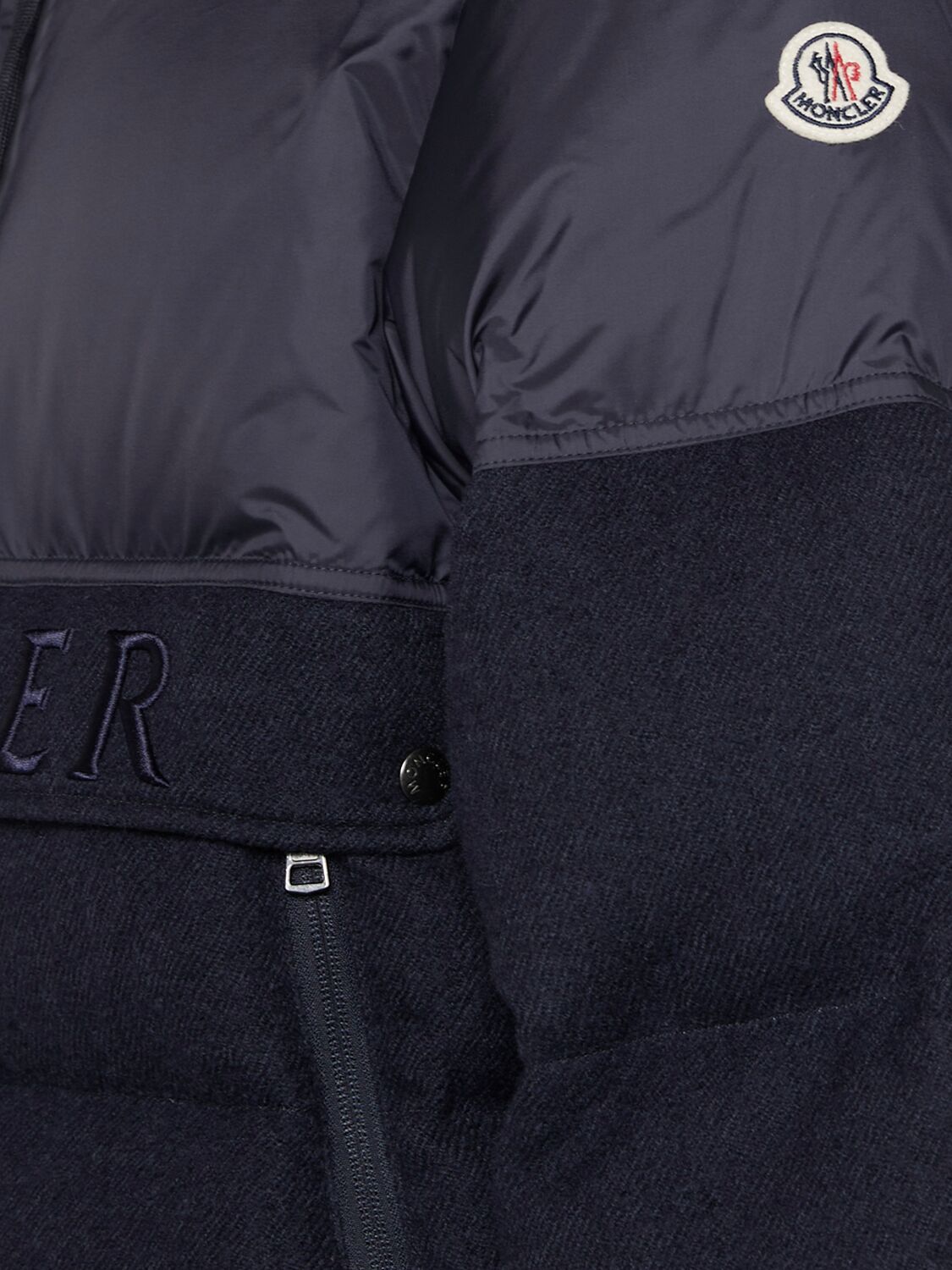 Shop Moncler Andres Virgin Wool Down Jacket In Navy