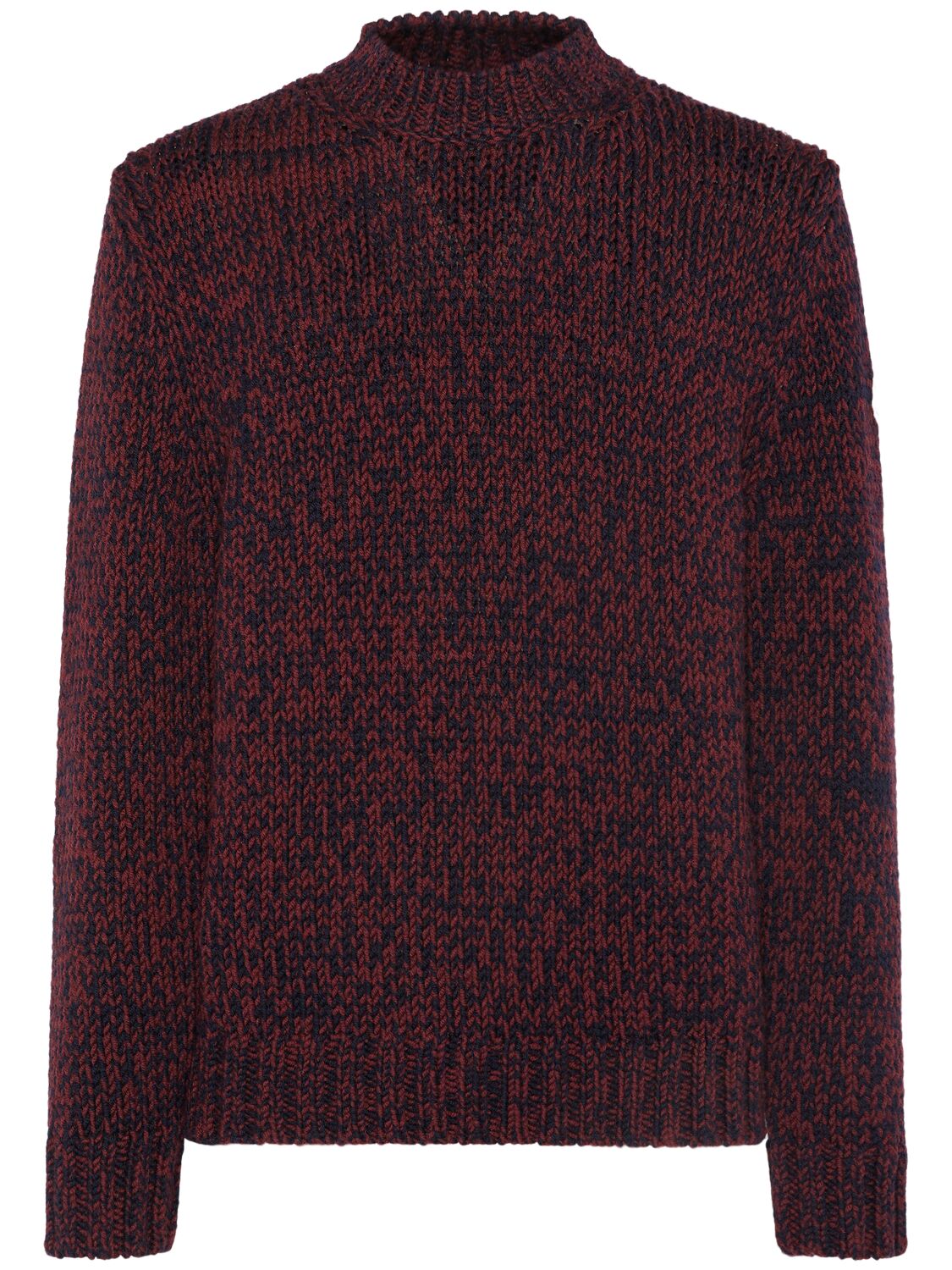 Moncler Virgin Wool Tricot Crewneck Sweater In Blue/red