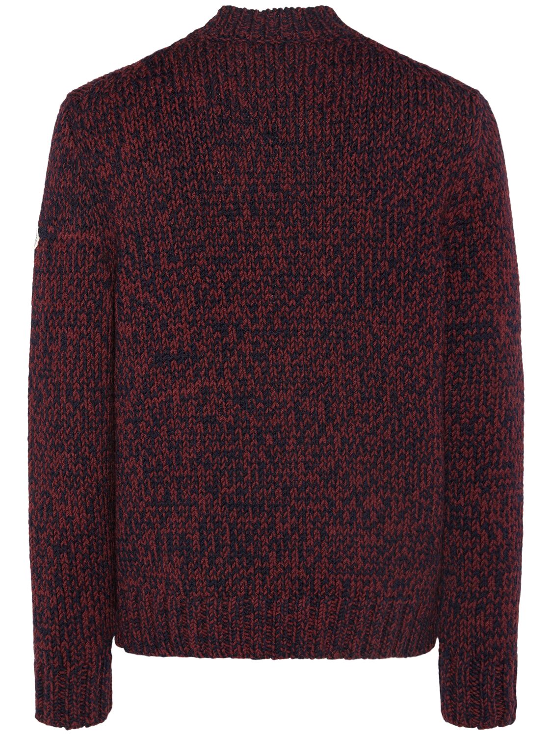 Shop Moncler Virgin Wool Tricot Crewneck Sweater In Blue/red