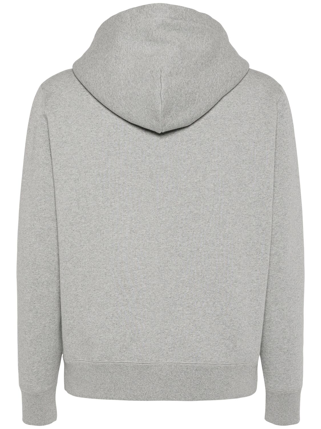 Shop Moncler Logo Patch Cotton Zip-up Hoodie In Heather Grey